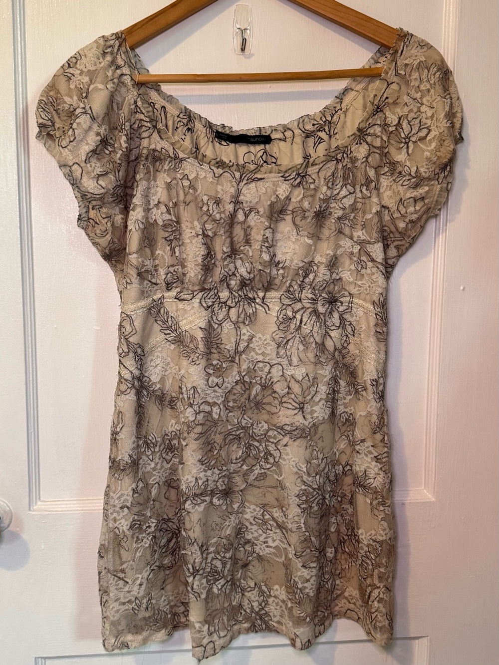 Maurice’s Babydoll Mesh Floral Overlay Top Vintage Y2K Shirt